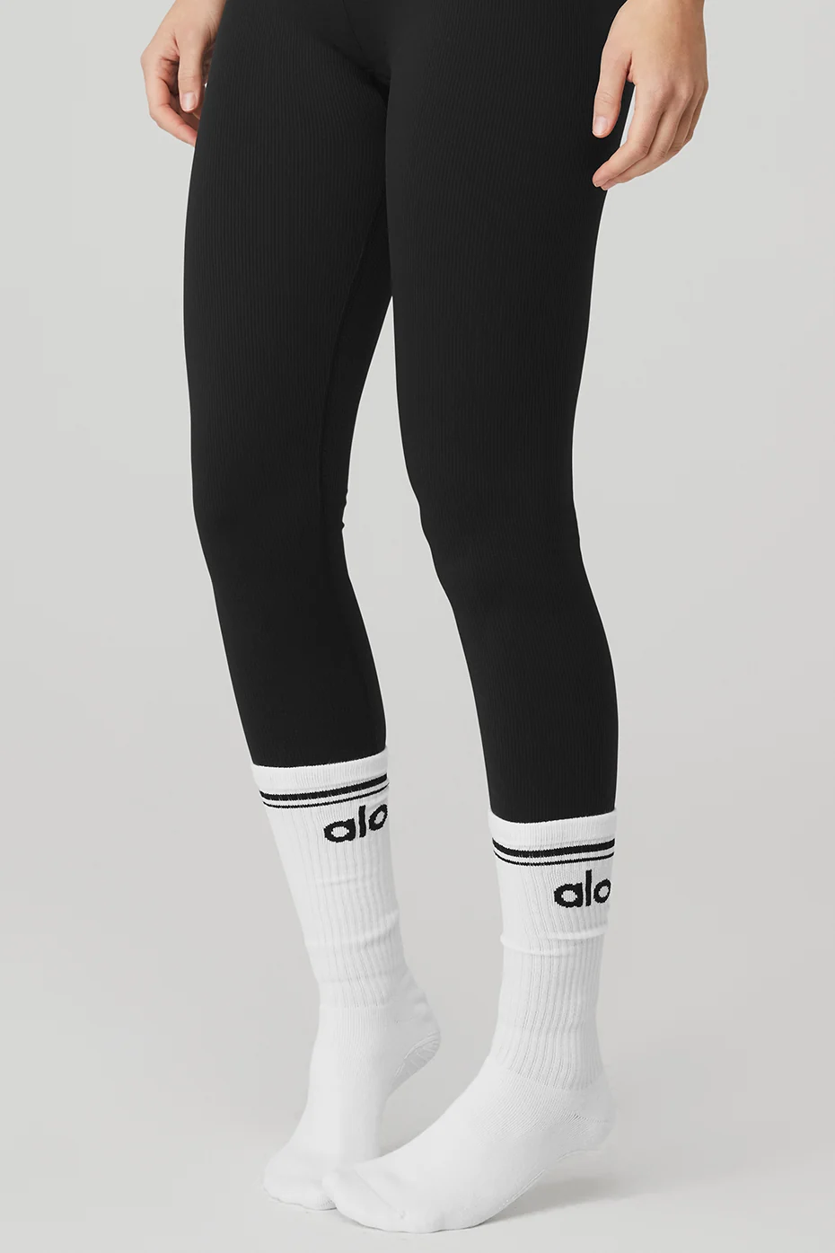 Women's Throwback Barre Sock - White/Black - Image 3