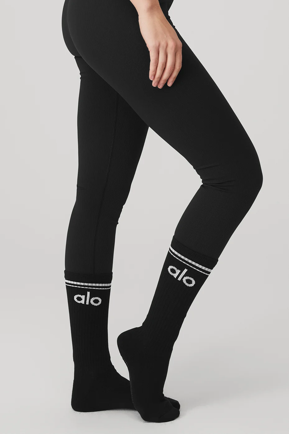 Women's Throwback Barre Sock - Black/White - Image 3