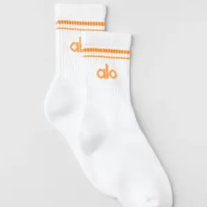 Unisex Half-Crew Throwback Sock - White/Satsuma Breeze