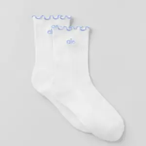 Women's Lettuce Edge Sock - White/Light Provence Blue