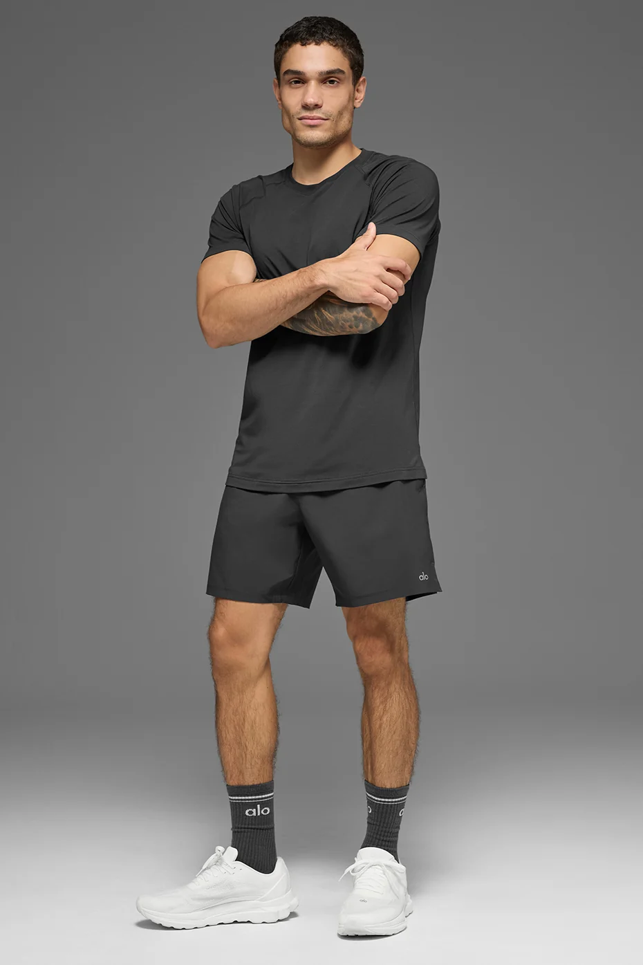 ALO Vapor Crewneck Short Sleeve - Anthracite - Image 5