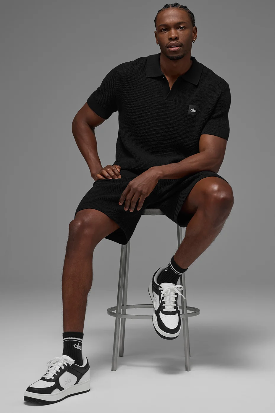 Sports Club Sweater Knit Polo - Black - Image 5