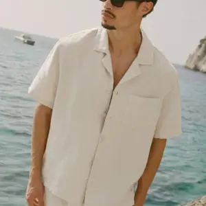 Linen Days Short Sleeve Button Up - Bone
