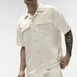 Satin Horizon Short Sleeve Button Up - Bone