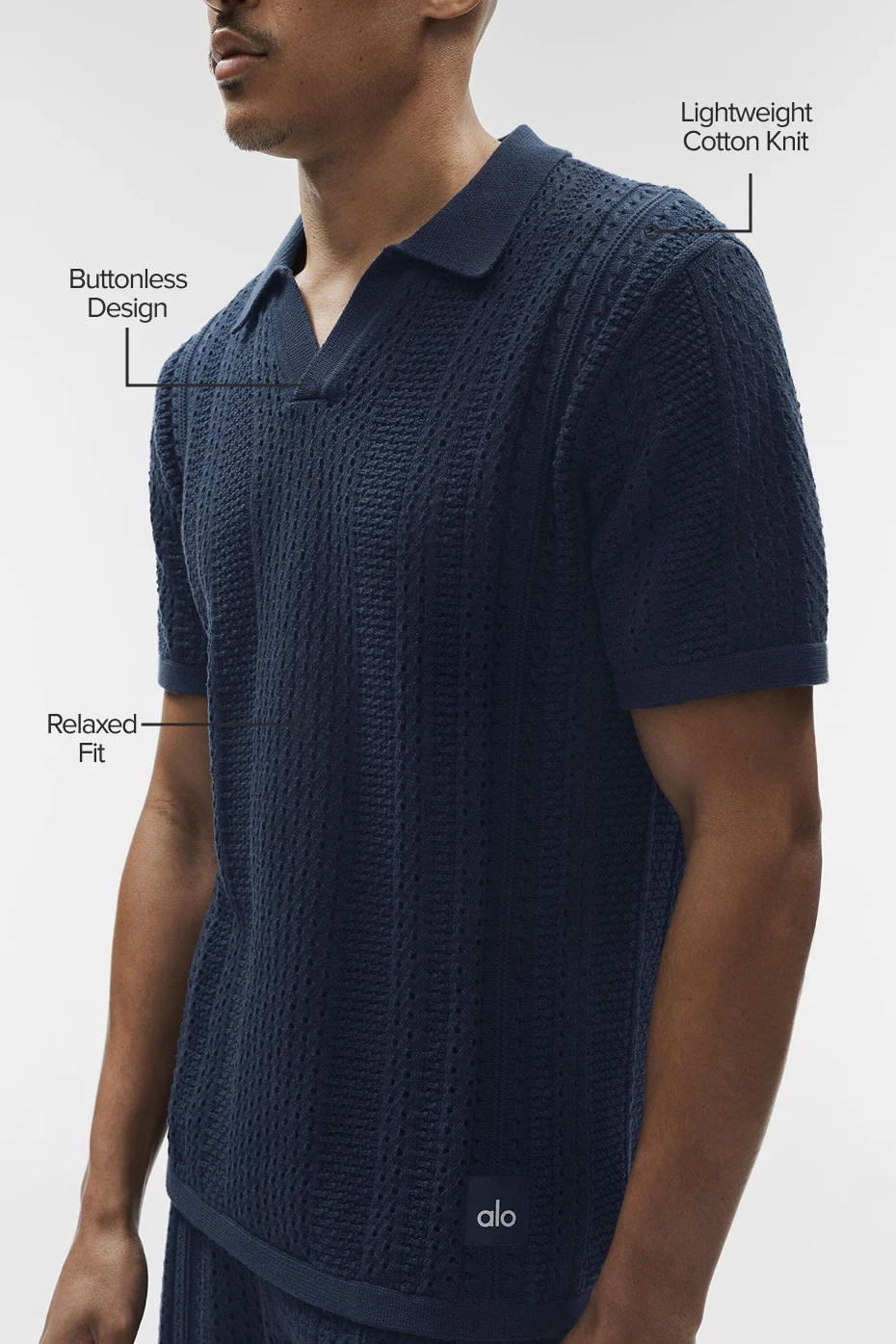 Coastline Knit Short Sleeve Polo - Navy - Image 2