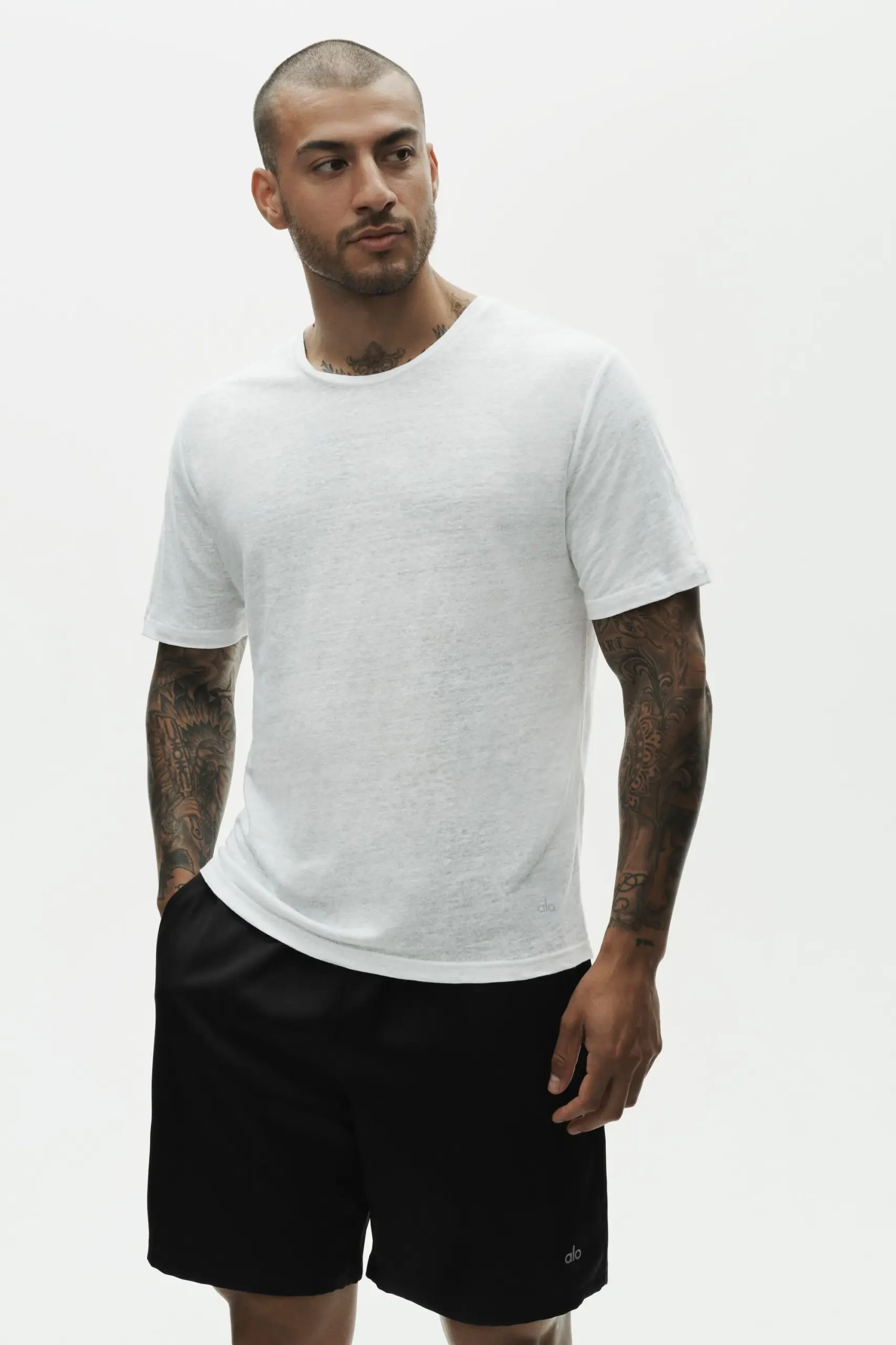 Linen Jersey Coastal Short Sleeve Tee - White - Image 3
