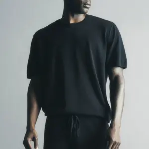 Cotton Cashmere Ever Soft Short Sleeve Crew - Black