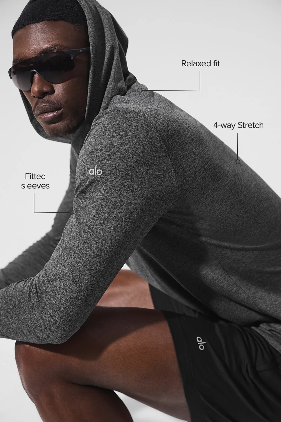 Conquer Reform Long Sleeve With Hood - Dark Heather Grey - Image 2