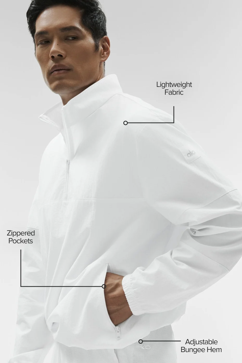 Light Weight Takeaway Track Pullover - White - Image 2