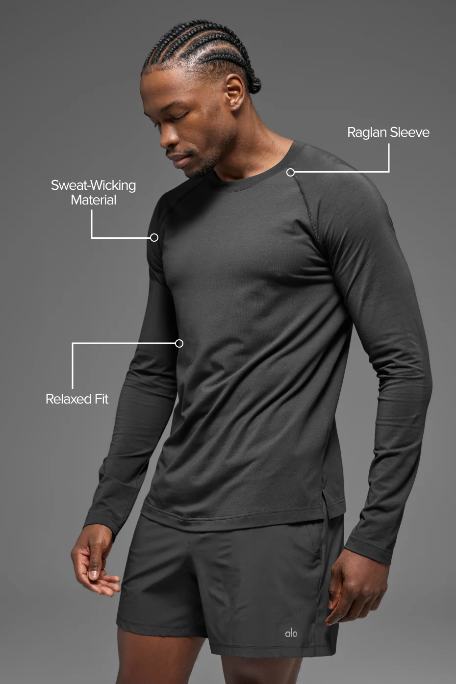 ALO Vapor Crewneck Long Sleeve - Anthracite - Image 2