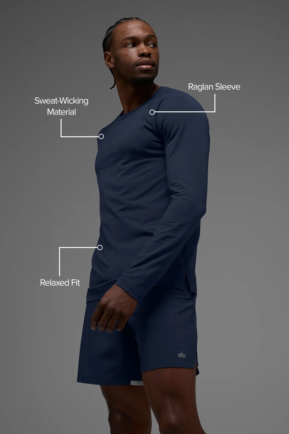 ALO Vapor Crewneck Long Sleeve - Navy - Image 2