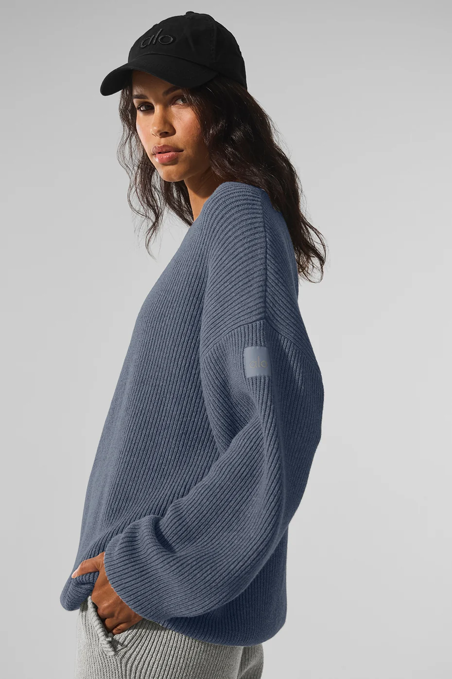 Domain Rib Knit Crew Sweater - Bluestone - Image 3