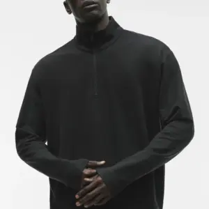 Double Take Long Sleeve 1/4 Zip - Black