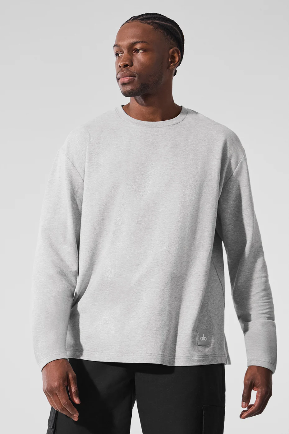 Double Take Long Sleeve Crew - Athletic Heather Grey - Image 4