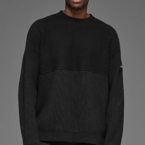Domain Shift Rib Knit Sweater Crew - Black