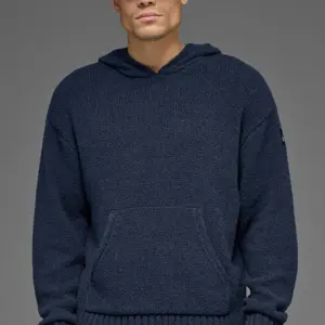 Textured Knit Hoodie - Navy