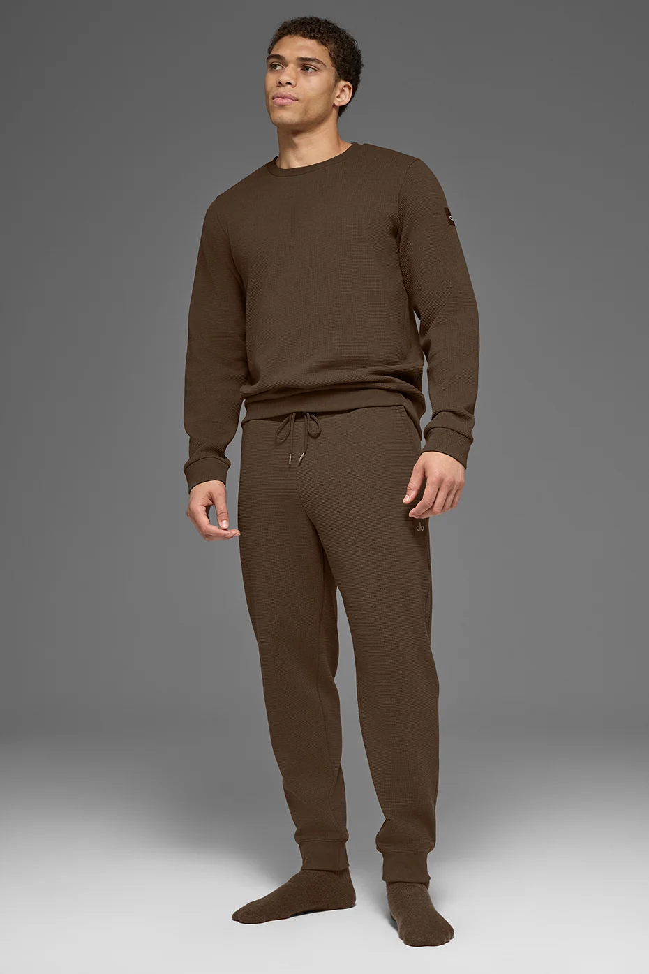 Waffle Lounge Long Sleeve Crew - Espresso - Image 6