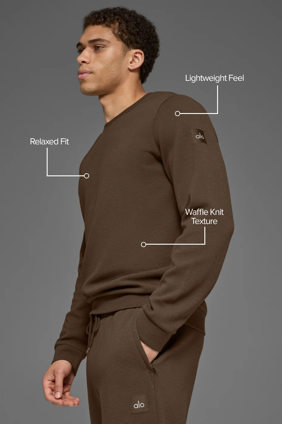 Waffle Lounge Long Sleeve Crew - Espresso - Image 2