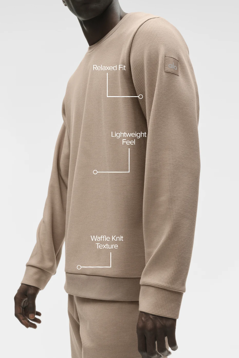 Waffle Lounge Long Sleeve Crew - Gravel - Image 2