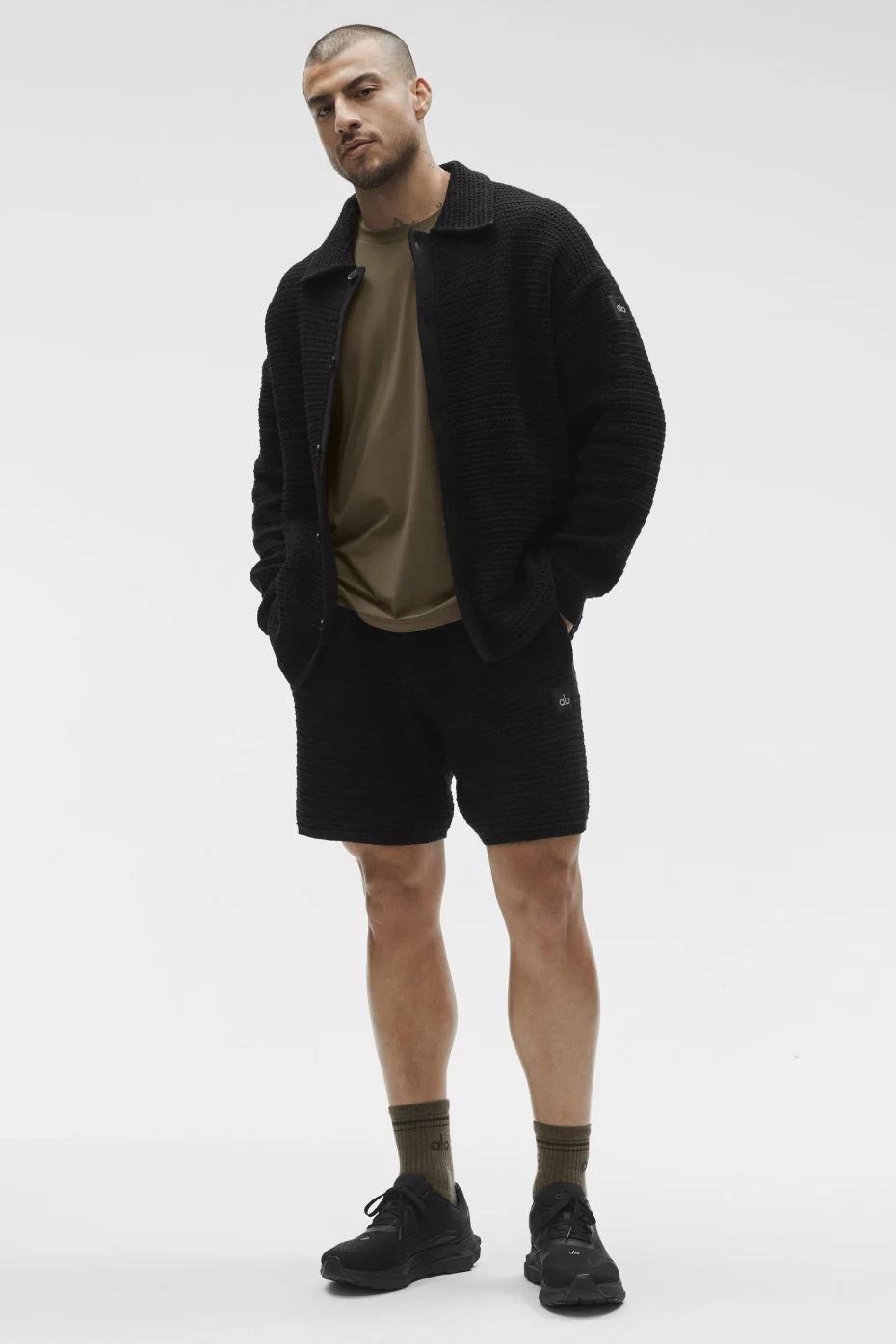 Shift Knit Button Up Long Sleeve - Black - Image 5
