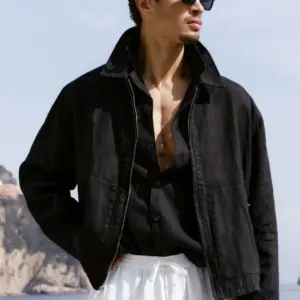 Linen Days Full Zip Jacket - Black