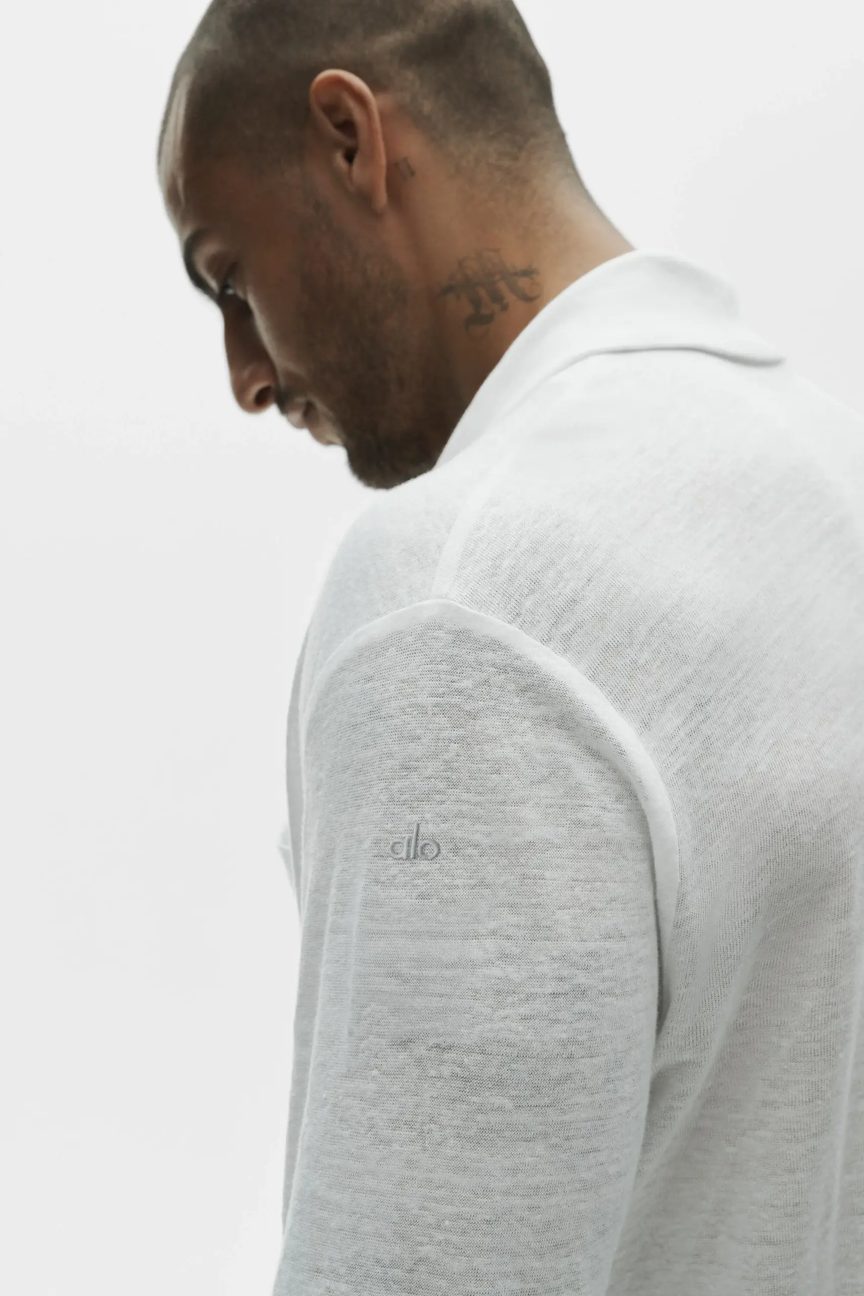 Linen Jersey Coastal Long Sleeve Button Up - White - Image 3