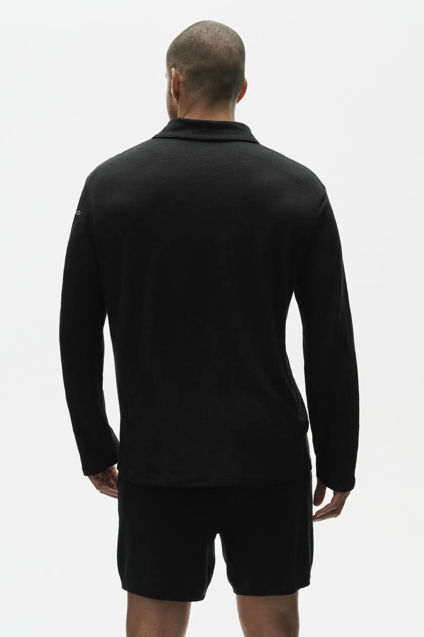 Linen Jersey Coastal Long Sleeve Pullover - Black - Image 2