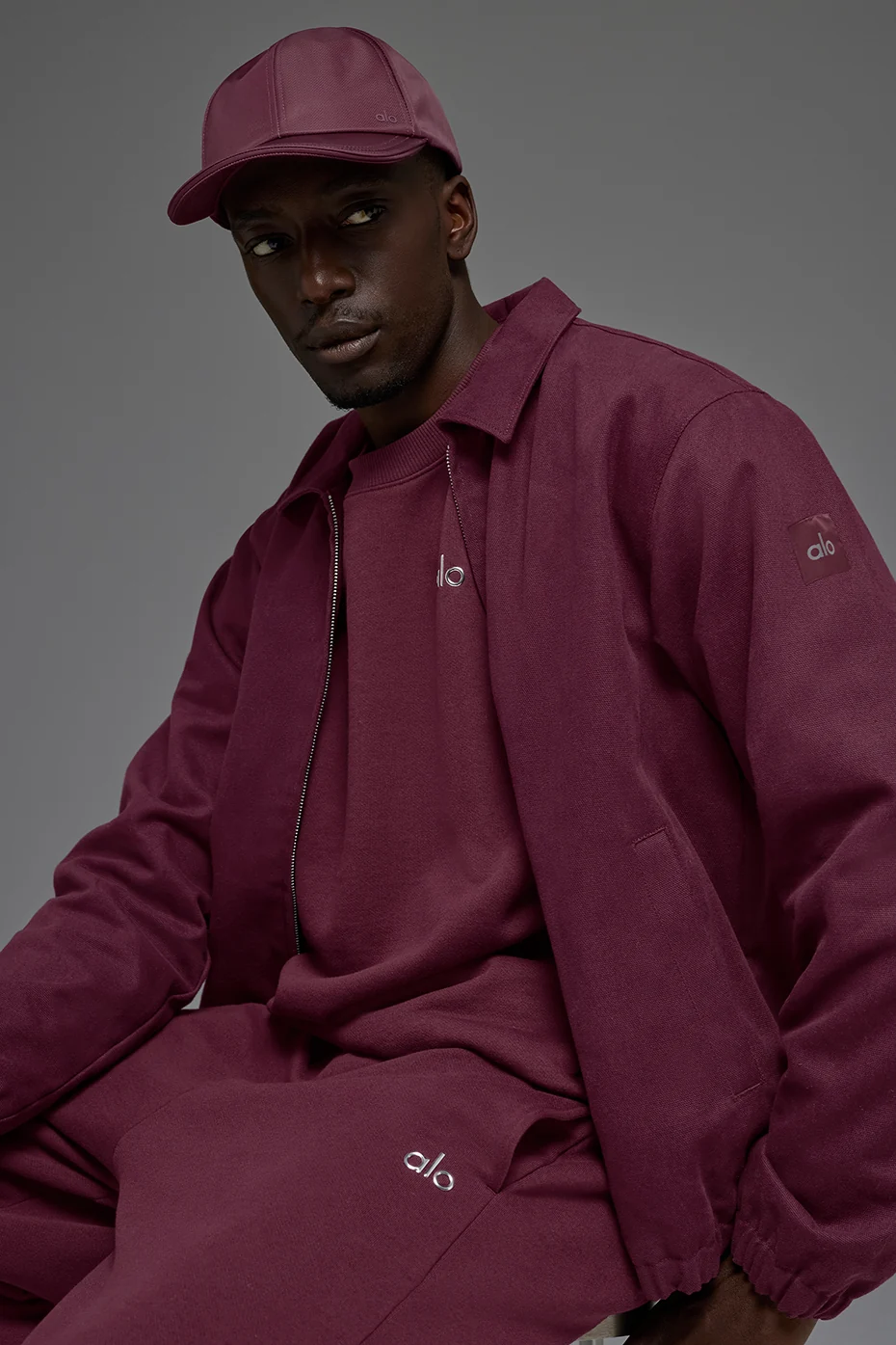 Cotton Canvas Coaches Jacket - Burgundy - Image 6