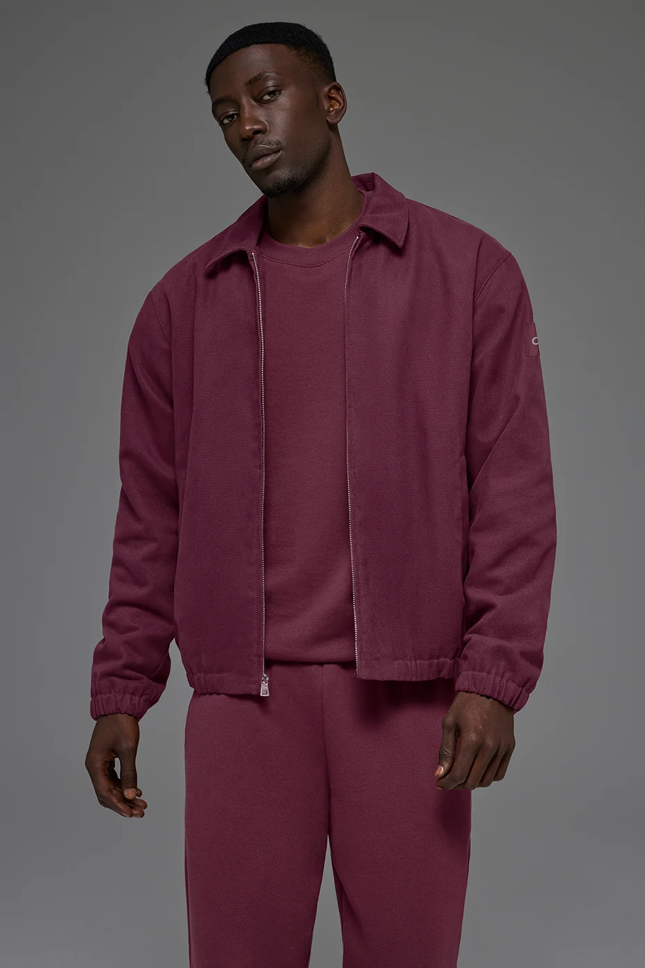 Cotton Canvas Coaches Jacket - Burgundy - Image 3