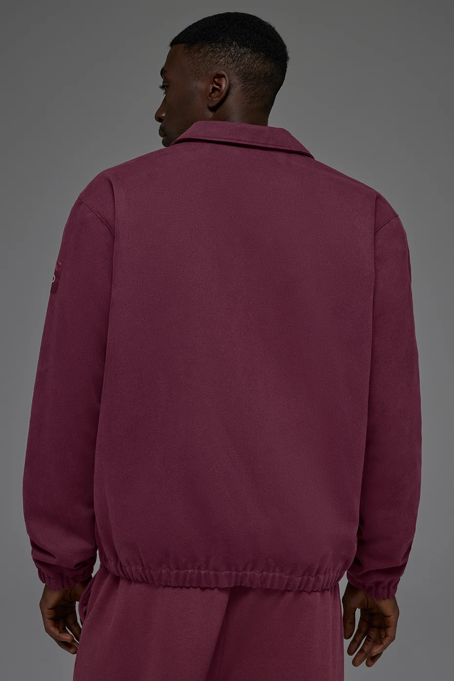 Cotton Canvas Coaches Jacket - Burgundy - Image 4