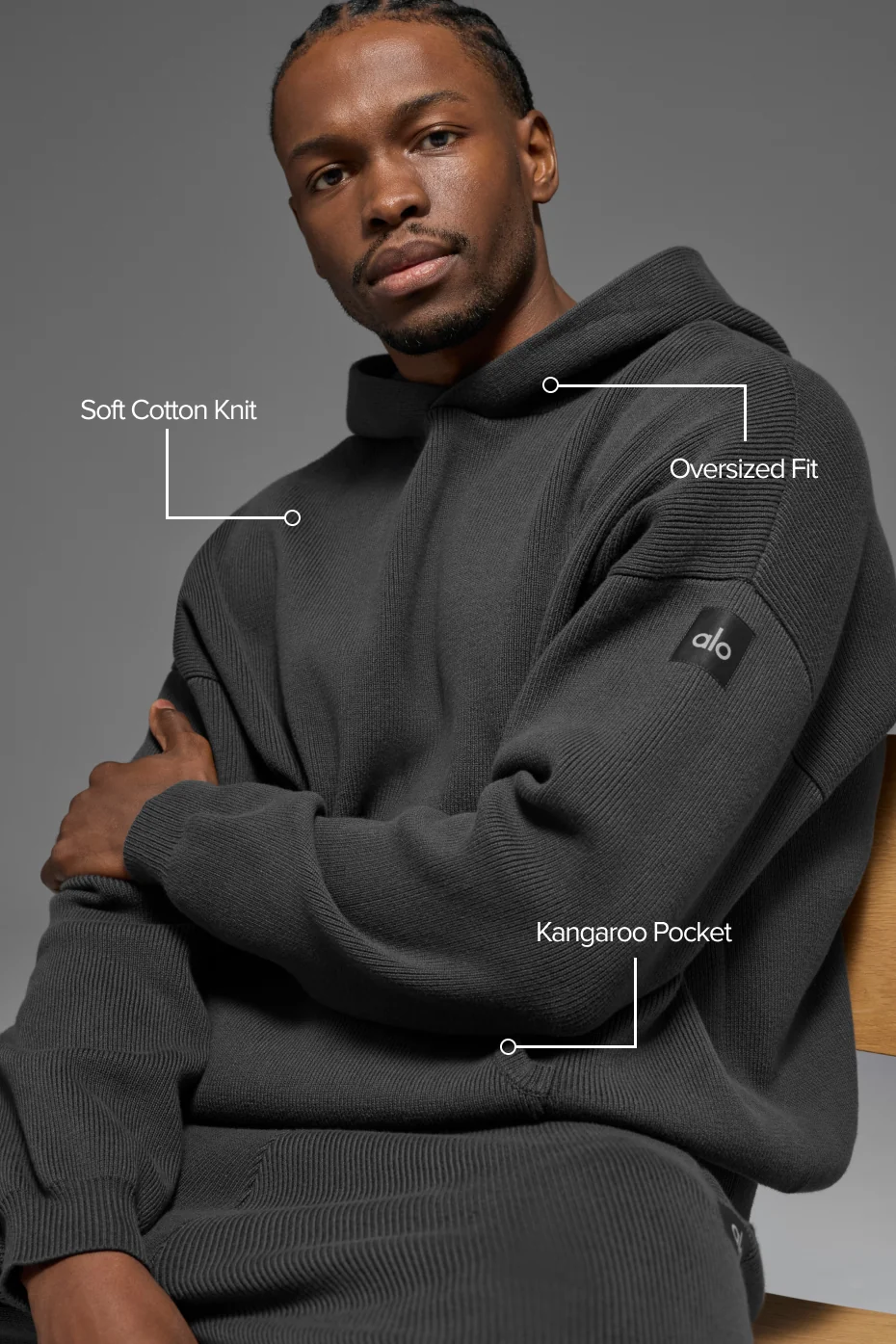 Scholar Hooded Sweater - Anthracite - Image 2