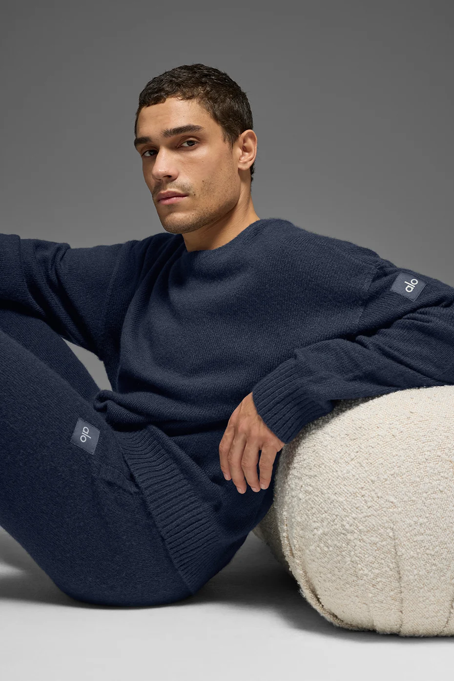 Unisex Wool Cashmere New Class Crewneck Sweater - Navy - Image 4