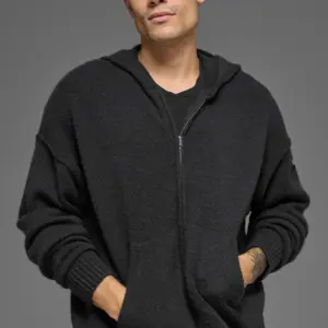 Wool Cashmere New Class Full Zip Hoodie - Black