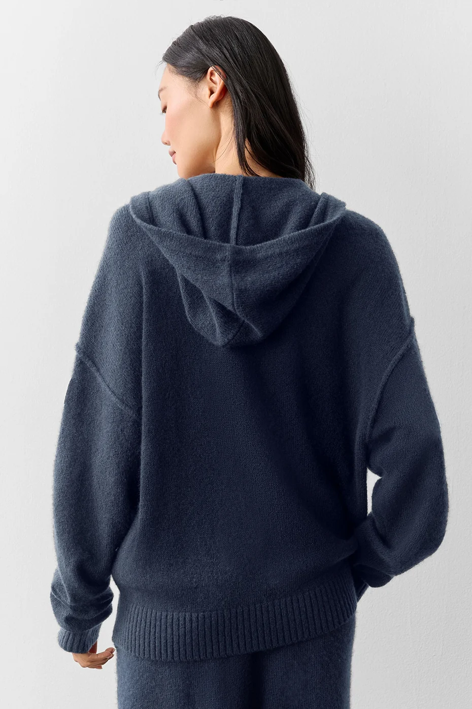 Wool Cashmere New Class Full Zip Hoodie - Navy - Image 3