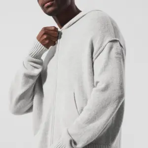 Wool Cashmere New Class Full Zip Hoodie - Pearl Grey Heather