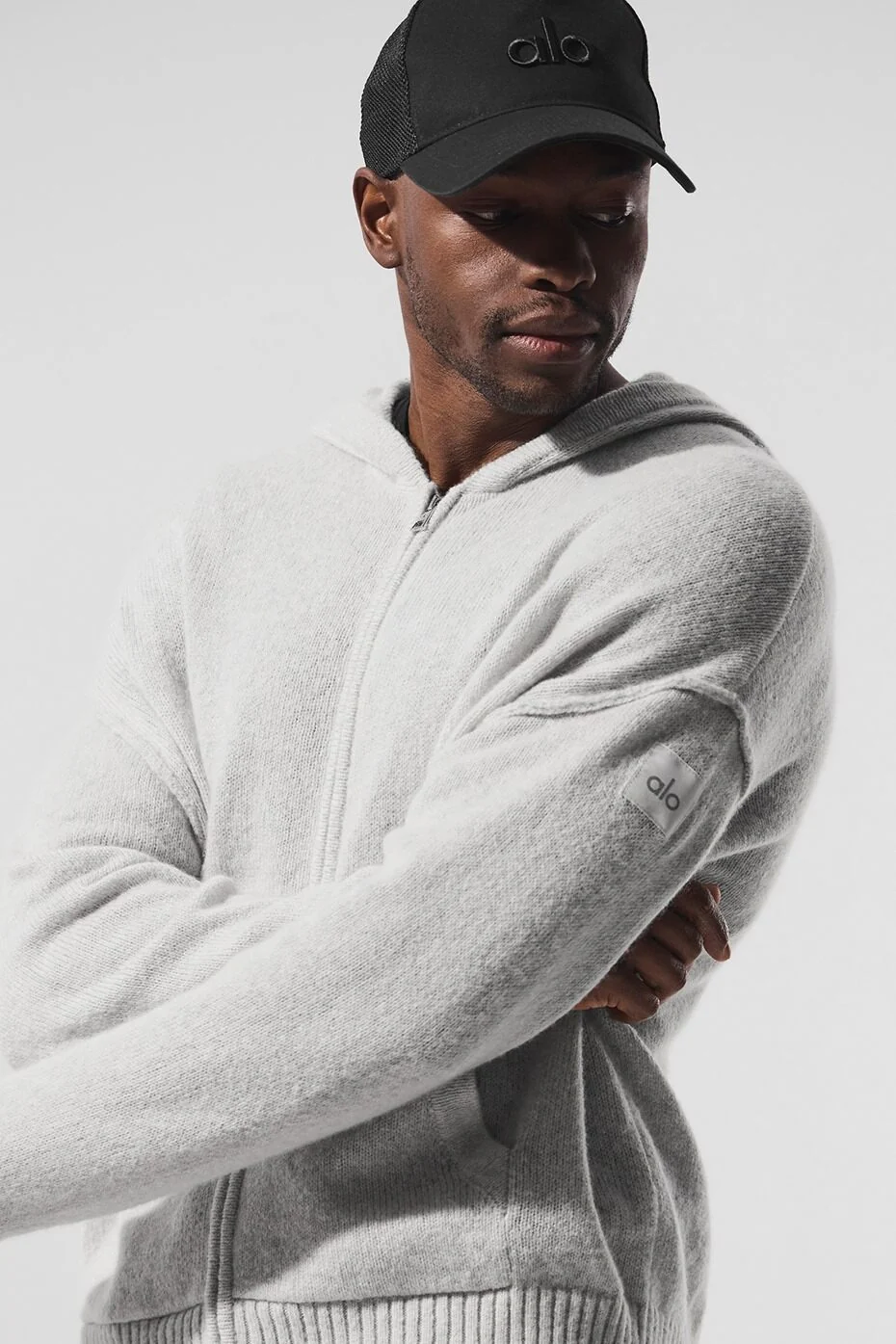 Wool Cashmere New Class Full Zip Hoodie - Pearl Grey Heather - Image 4