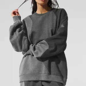 Make Waves Crew Neck Pullover - Dark Heather Grey Tonal