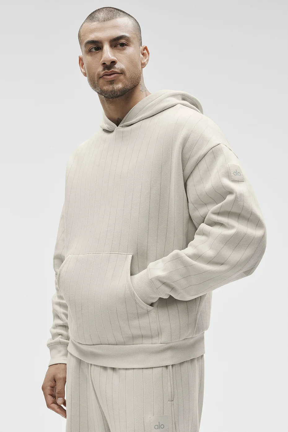 Pinstripe Hoodie - Bone Pinstripe - Image 3
