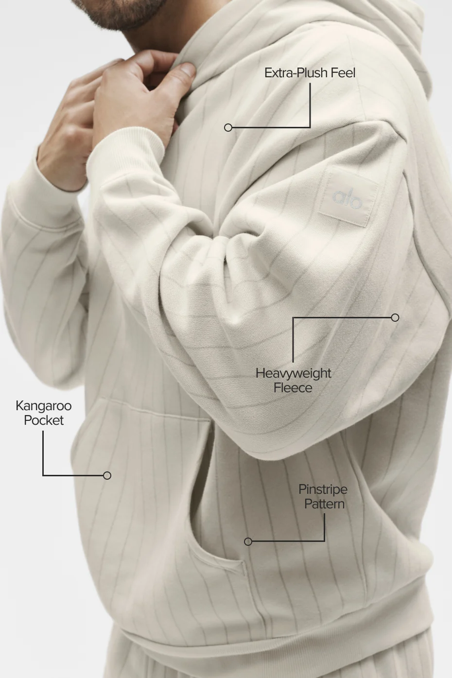 Pinstripe Hoodie - Bone Pinstripe - Image 2