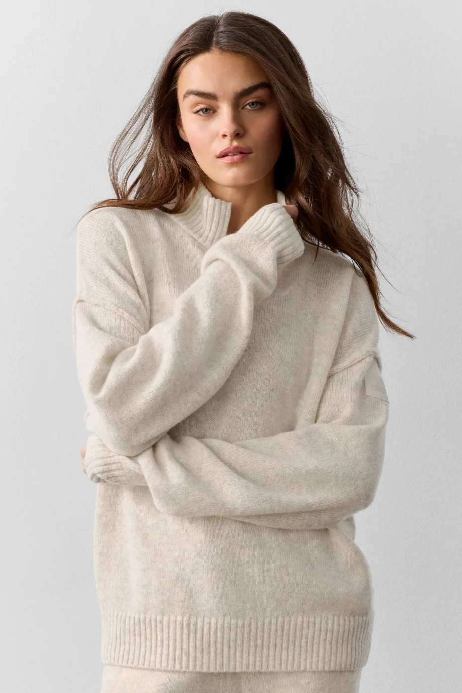 Wool Cashmere New Class 1/4 Zip Pullover - Oatmeal Heather - Image 3