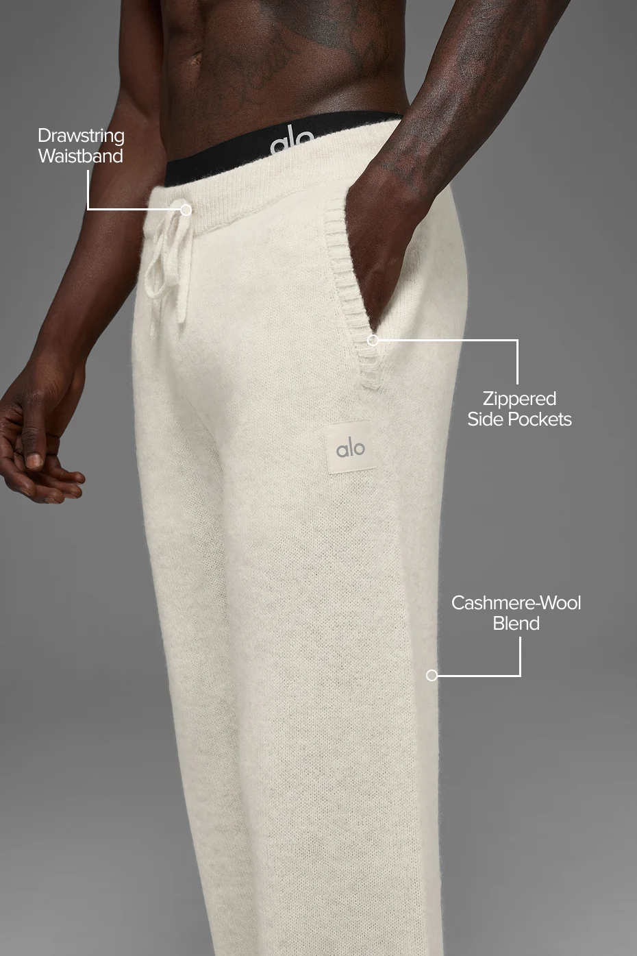 Wool Cashmere New Class Sweatpant - Bone Heather - Image 2