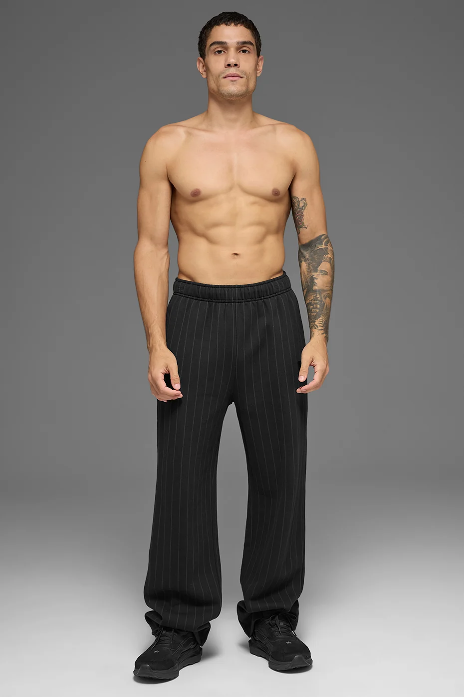 Pinstripe Straight Leg Sweatpant - Black Pinstripe - Image 5