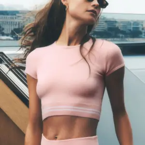 Cotton Cashmere My Serve Short Sleeve - Sundrenched Pink/White