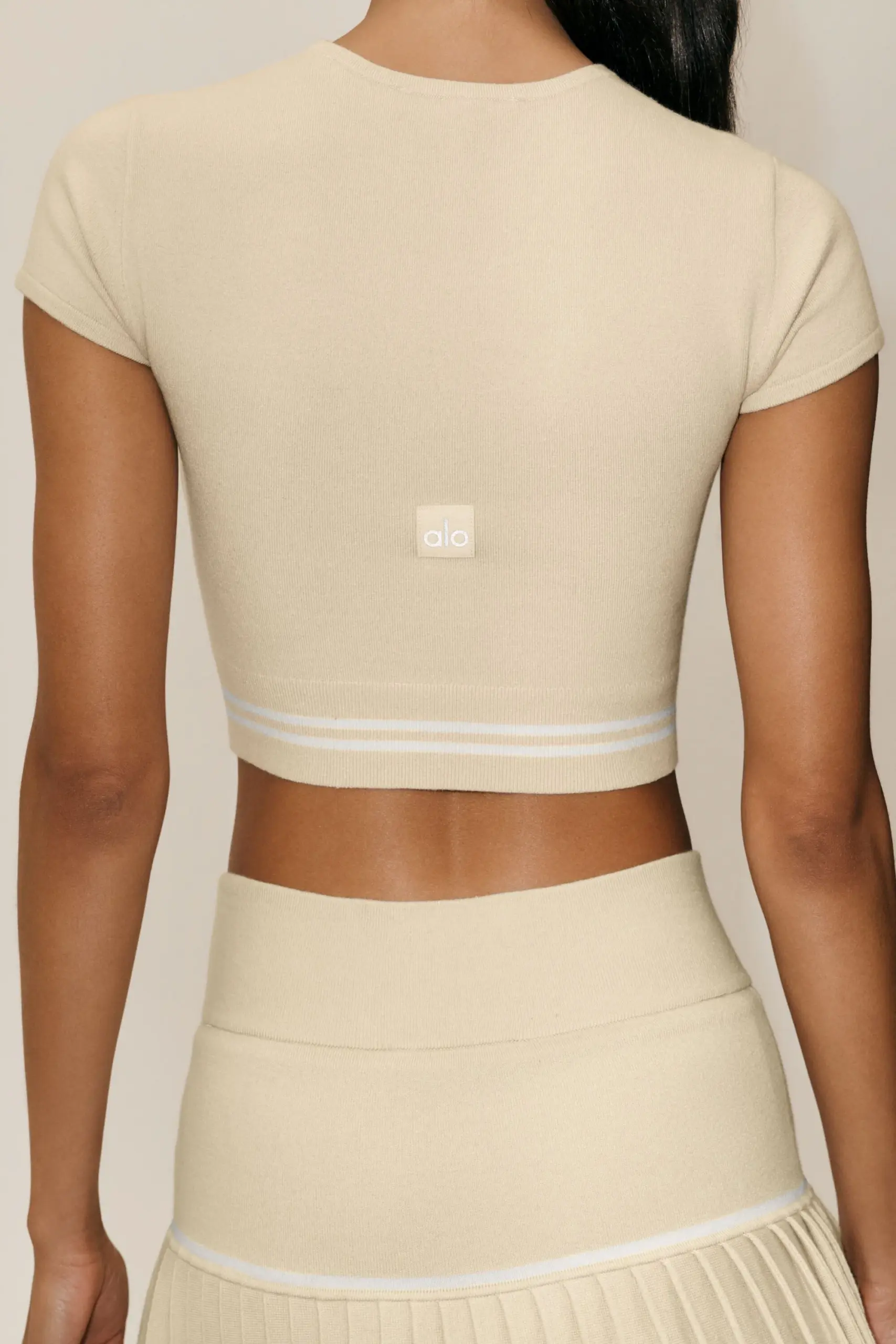 Cotton Cashmere My Serve Short Sleeve - Sandy Beige/White - Image 4