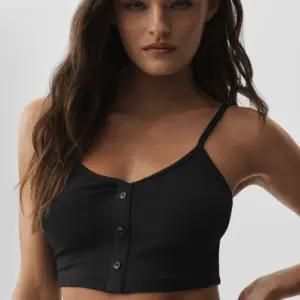 Ribbed Delicate Lounge Tank - Black