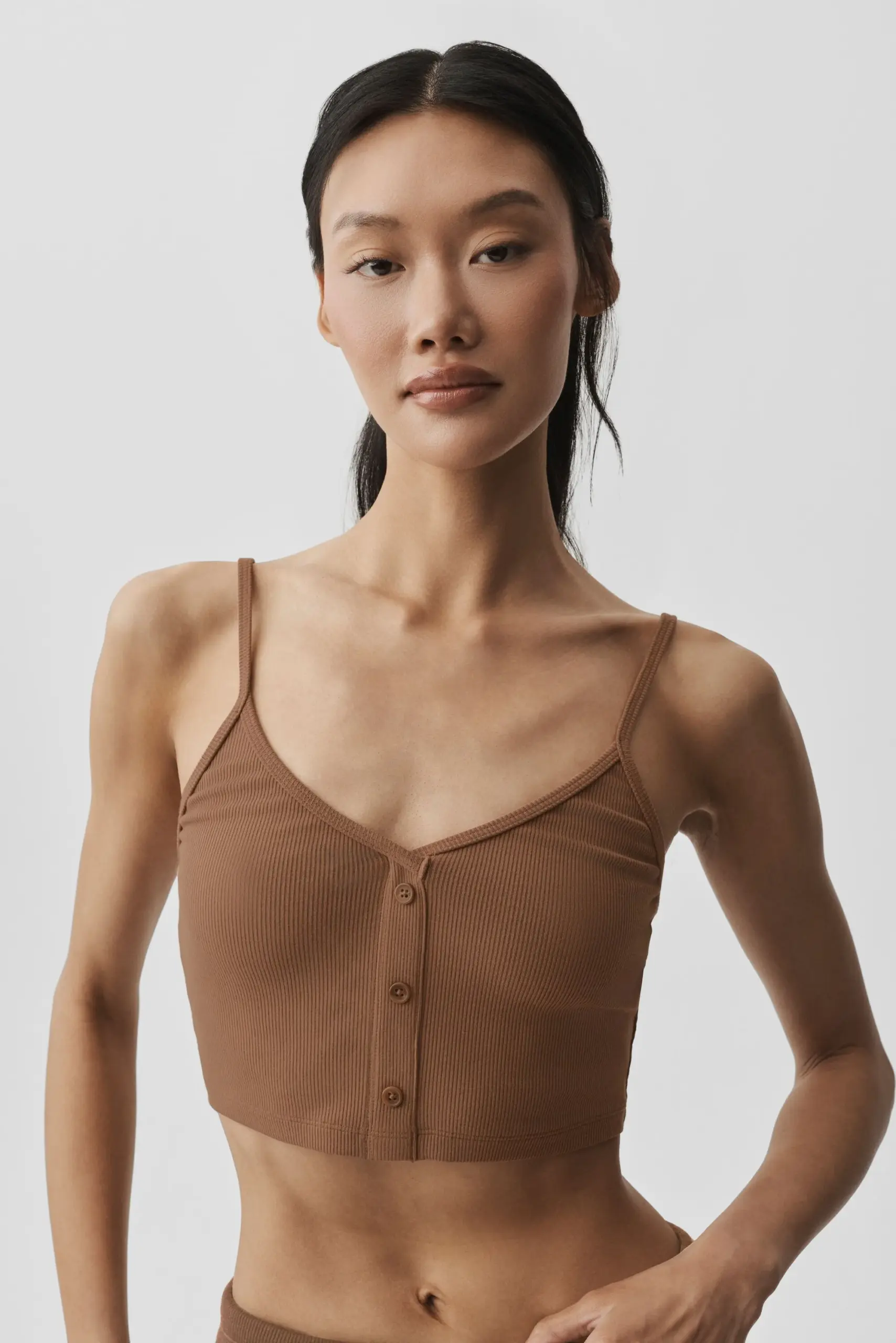 Ribbed Delicate Lounge Tank - Sun Kissed Brown - Image 3