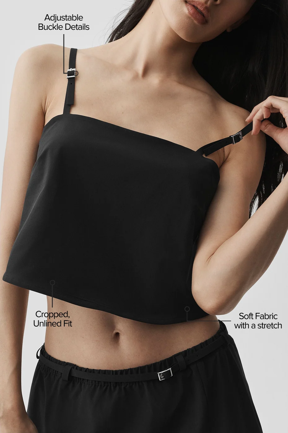 Cropped Connection Tank - Black - Image 2