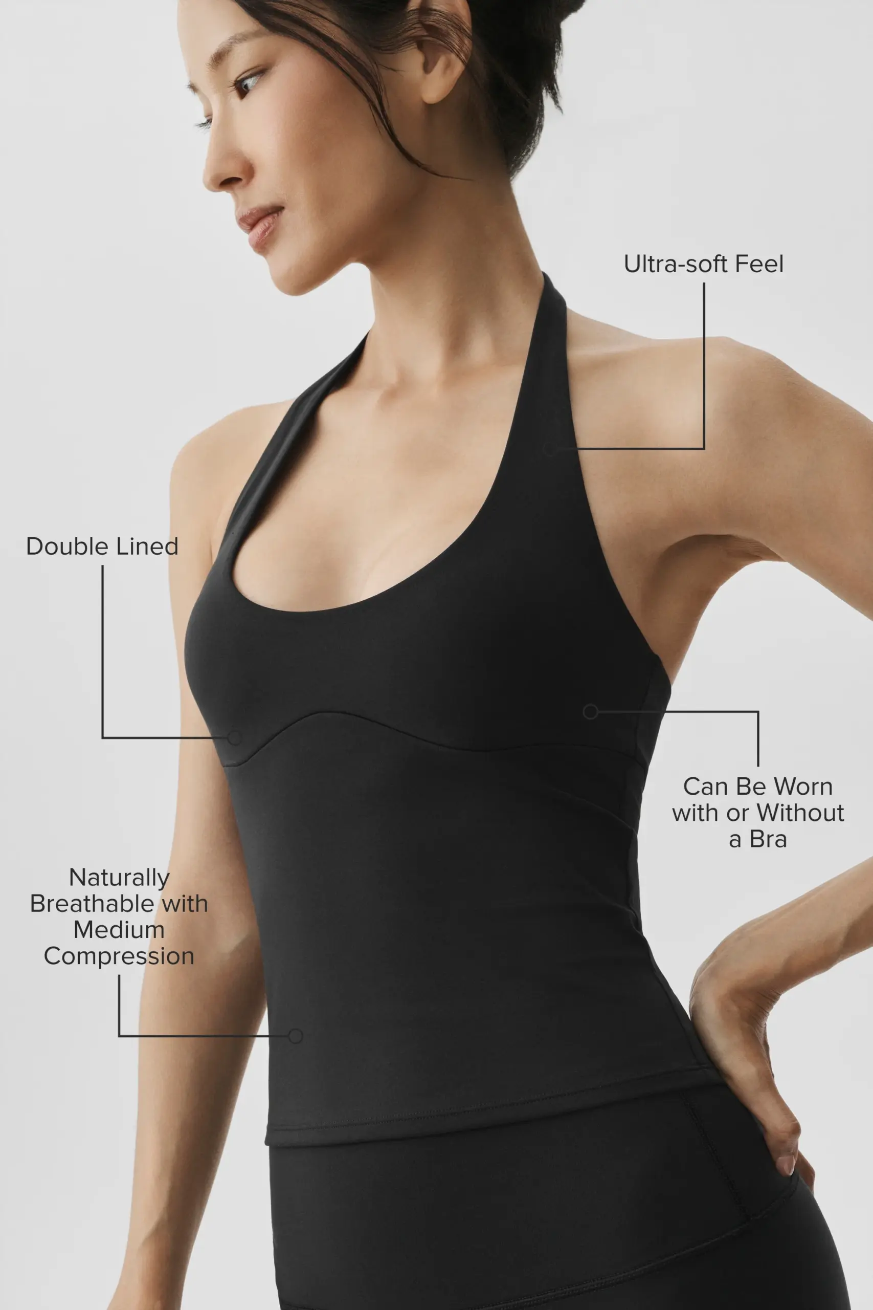 ALO Softsculpt Precision Halter Tank - Black - Image 2