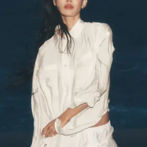 Semi-Sheer Golden Hour Button Down Long Sleeve - Ivory