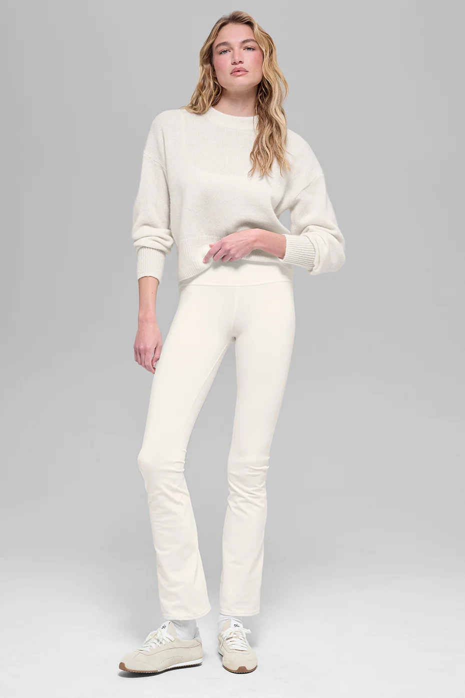 Wool Cashmere Cropped New Class Crewneck Sweater - Ivory - Image 4